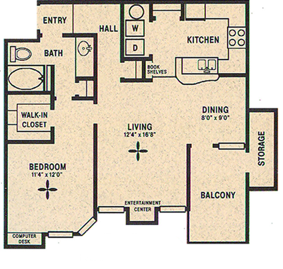 B - Habersham - 1 Bedroom / 1 Bath - 873 Sq. Ft.*