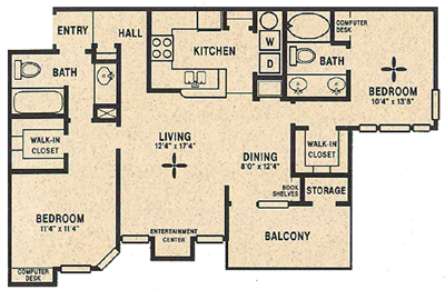 D - Stonefield - 2 Bedroom / 1 Bath - 1,196 Sq. Ft.*